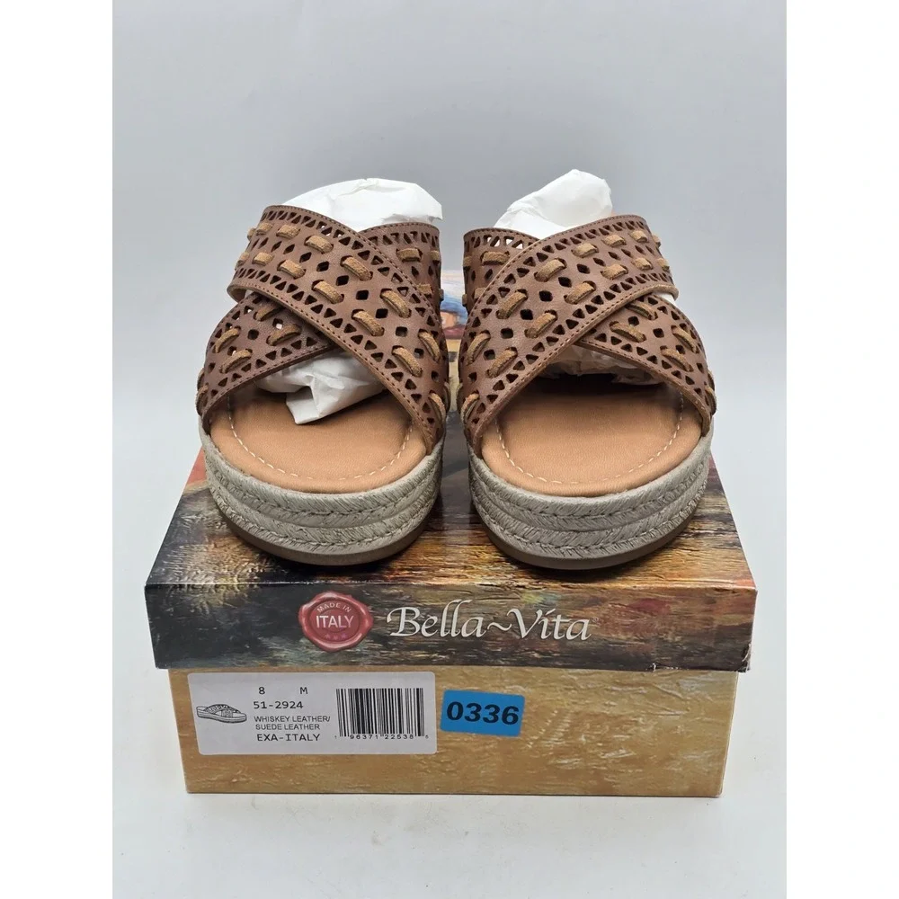 New BELLA VITA Women's Exa-Italy Espadrille Slide Sandal Suede Leather‎ Size 8 M